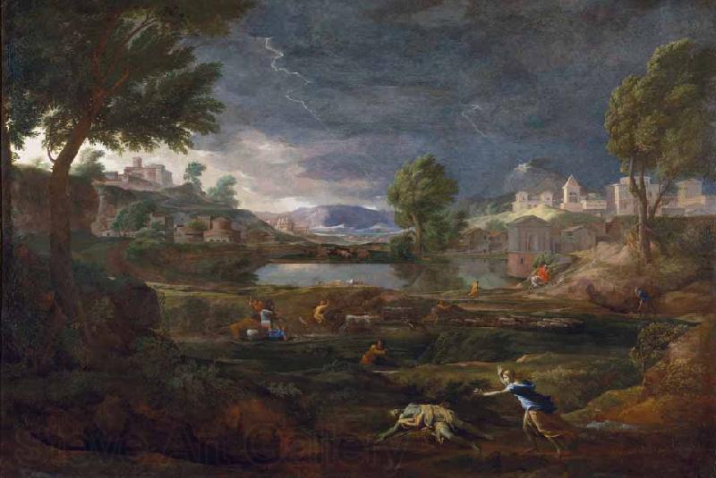 Nicolas Poussin Landschaft mit Pyramos und Thisbe Norge oil painting art